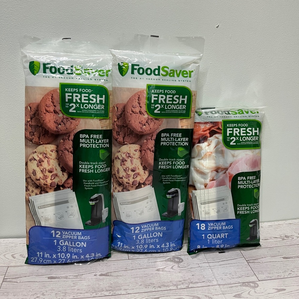 FoodSaver Vacuum Zipper‎ Bags Bundle 1 Gallon and 1 Quart BPA Free Fresh